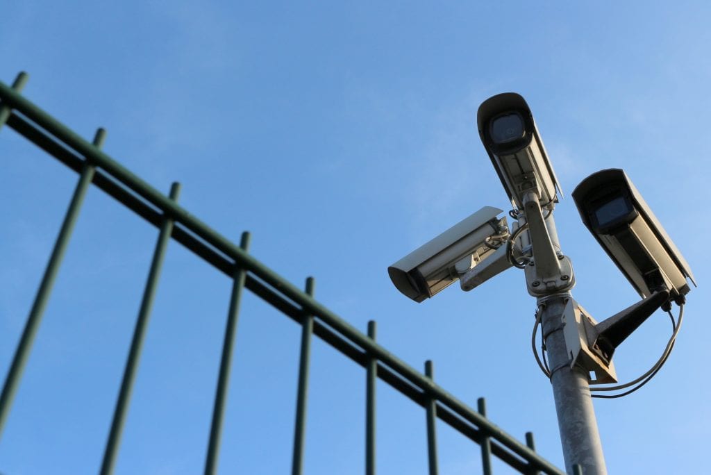 CCTV mounted onto a fence
