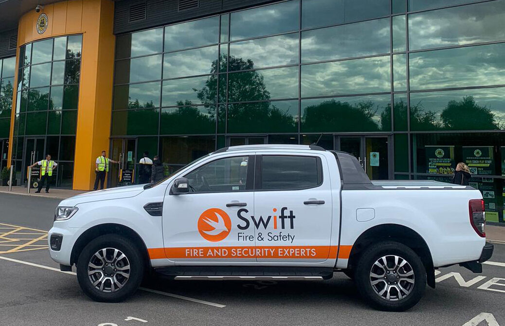 The Swift company vehicle.