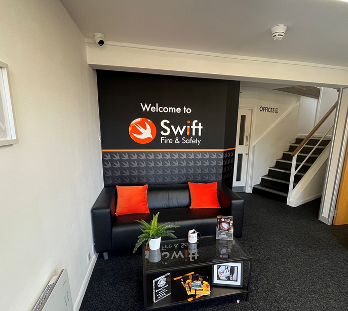 The entrance to the Swift Fire & Safety offices in Peterborough