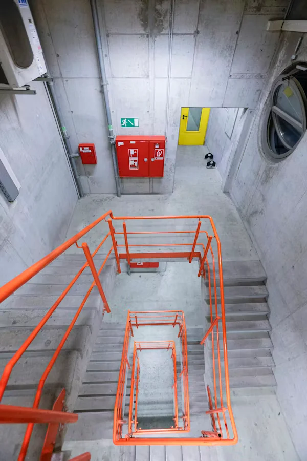 stairway leading to a fire exit.